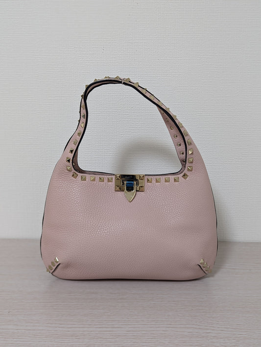 Rockstud Hobo Grainy Calfskin Small