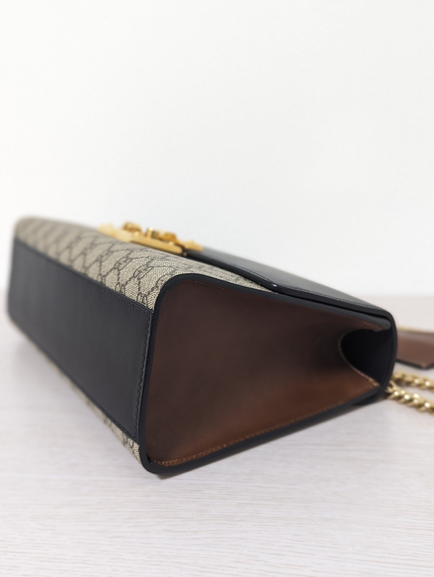 Padlock Gold Chain Bag GG Leather and Canvas