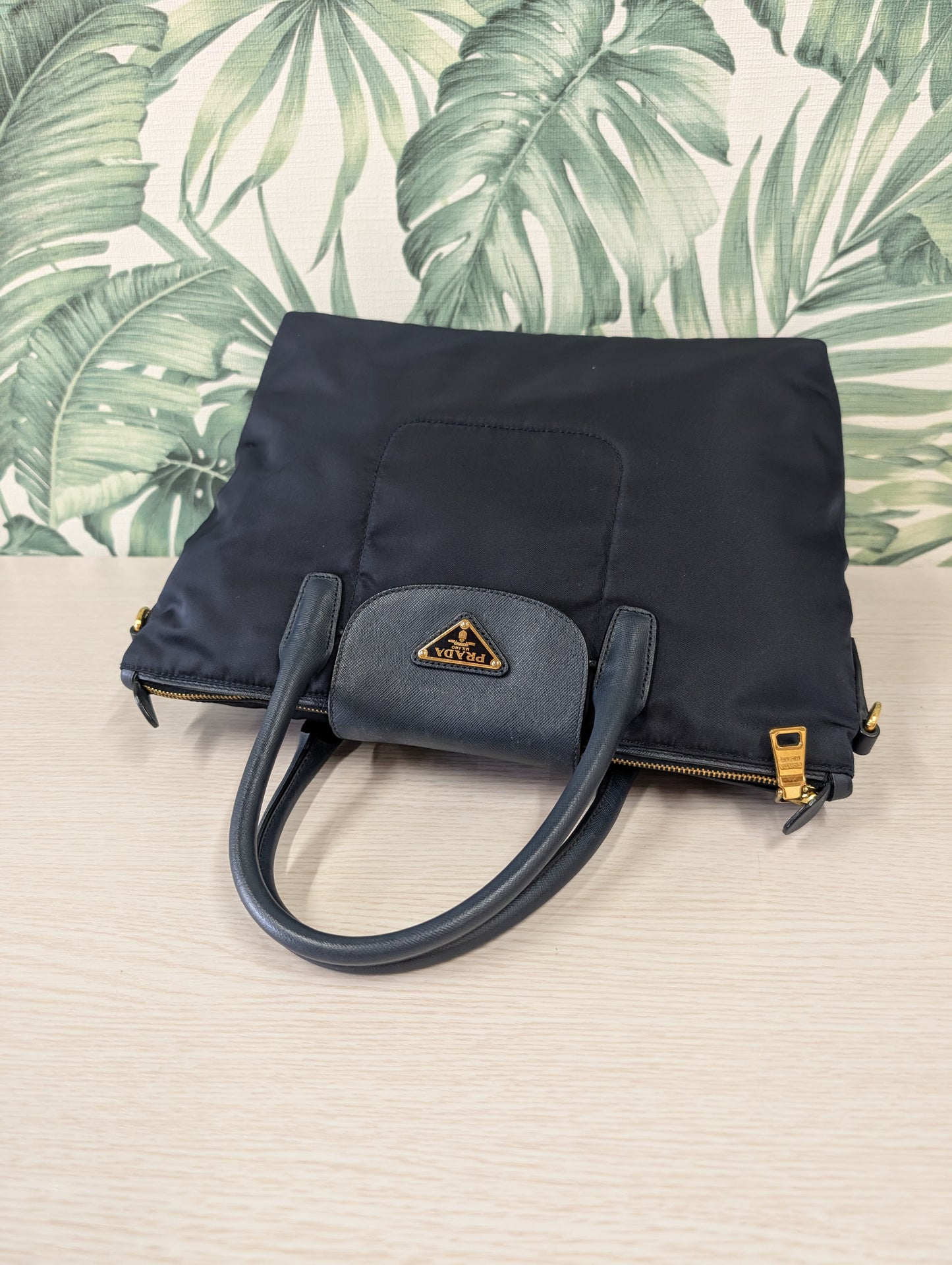 Tessuto Nylon and Saffiano Leather Tote Large