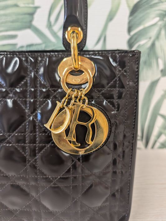 Vintage Lady Dior Enamel Medium