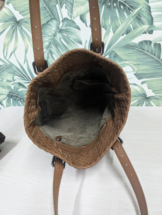Nappa Intrecciato Belted Tote Bag Small
