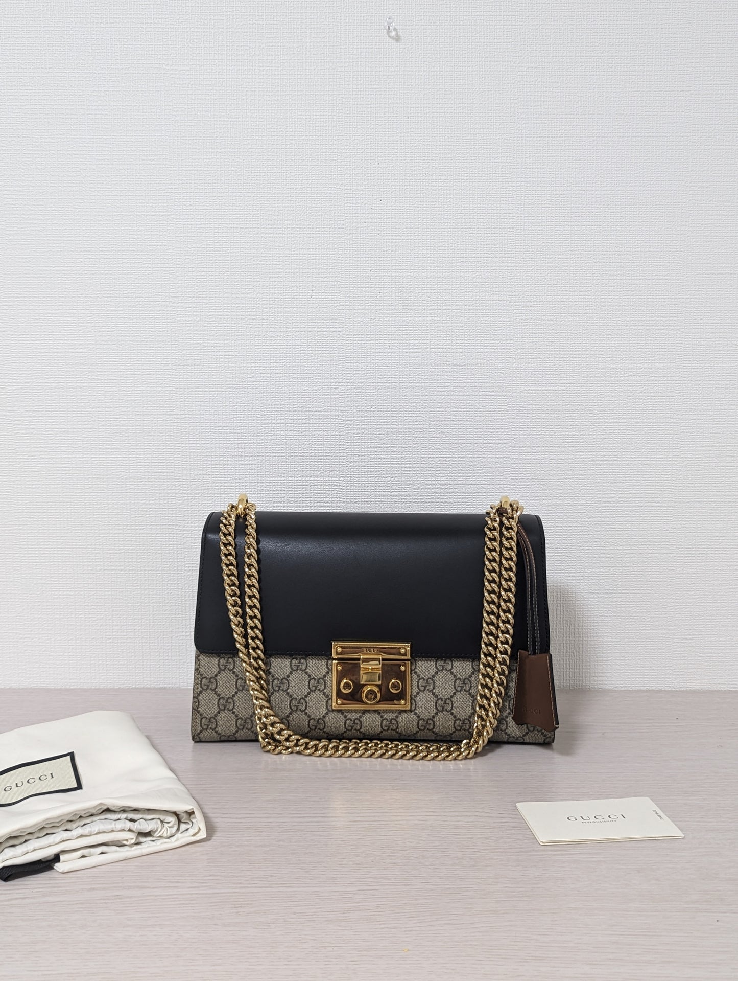 Padlock Gold Chain Bag GG Leather and Canvas