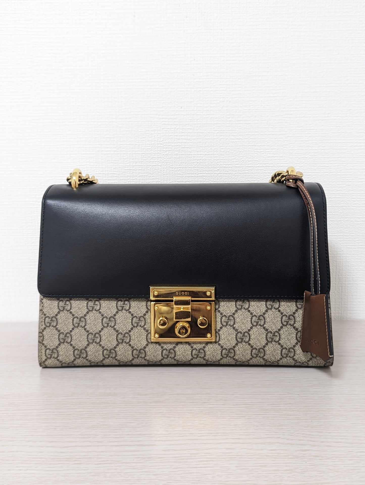 Padlock Gold Chain Bag GG Leather and Canvas
