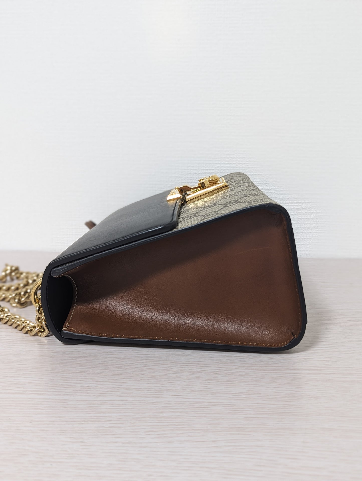 Padlock Gold Chain Bag GG Leather and Canvas