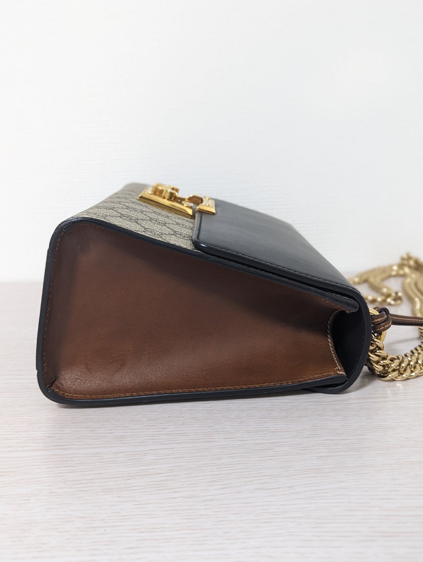 Padlock Gold Chain Bag GG Leather and Canvas