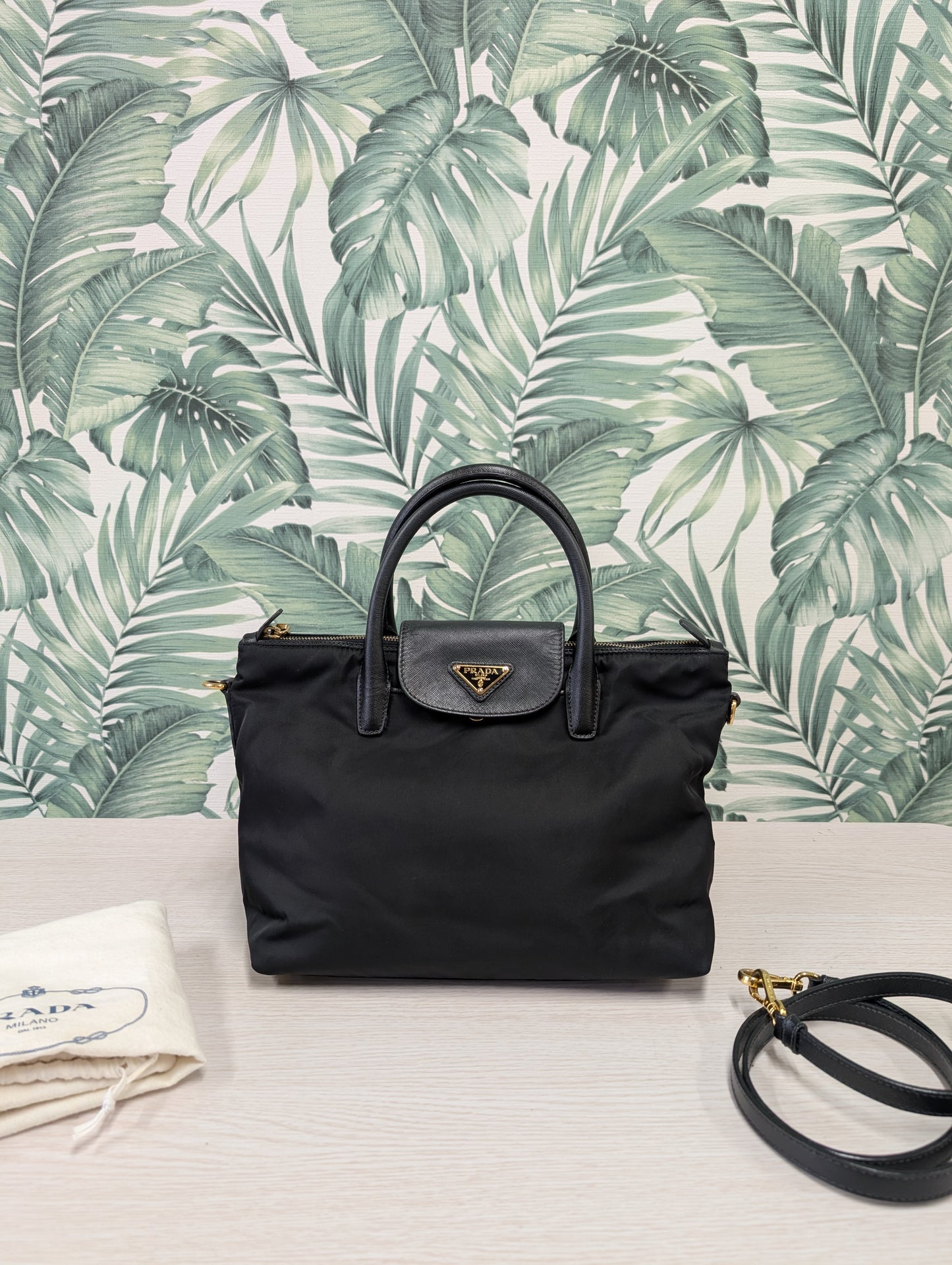 Nylon Convertible Flap Tote Large