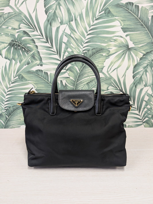 Nylon Convertible Flap Tote Large