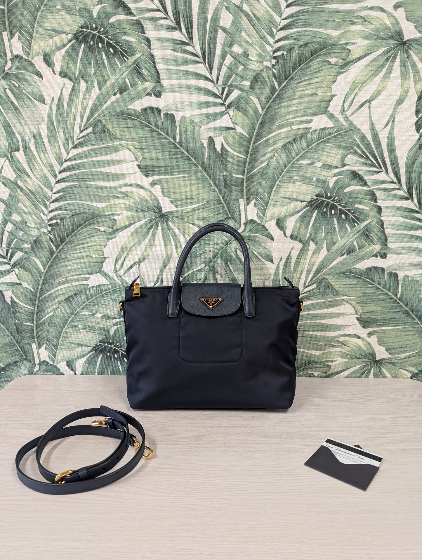 Tessuto Nylon and Saffiano Leather Tote Large