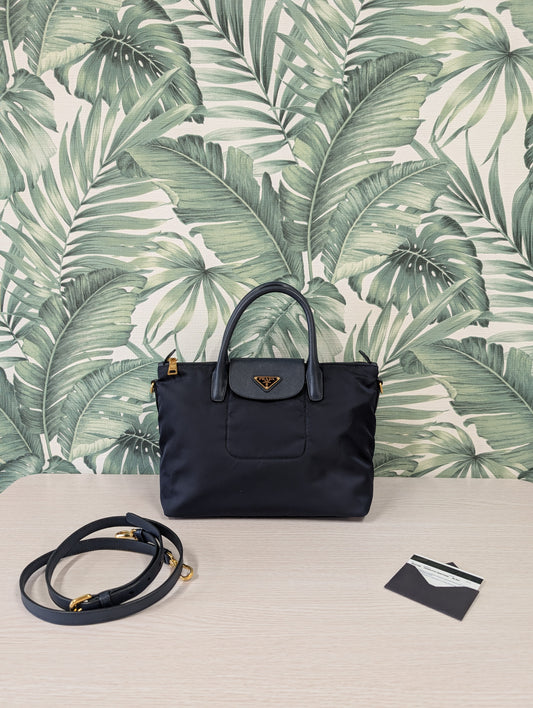 Tessuto Nylon and Saffiano Leather Tote Large