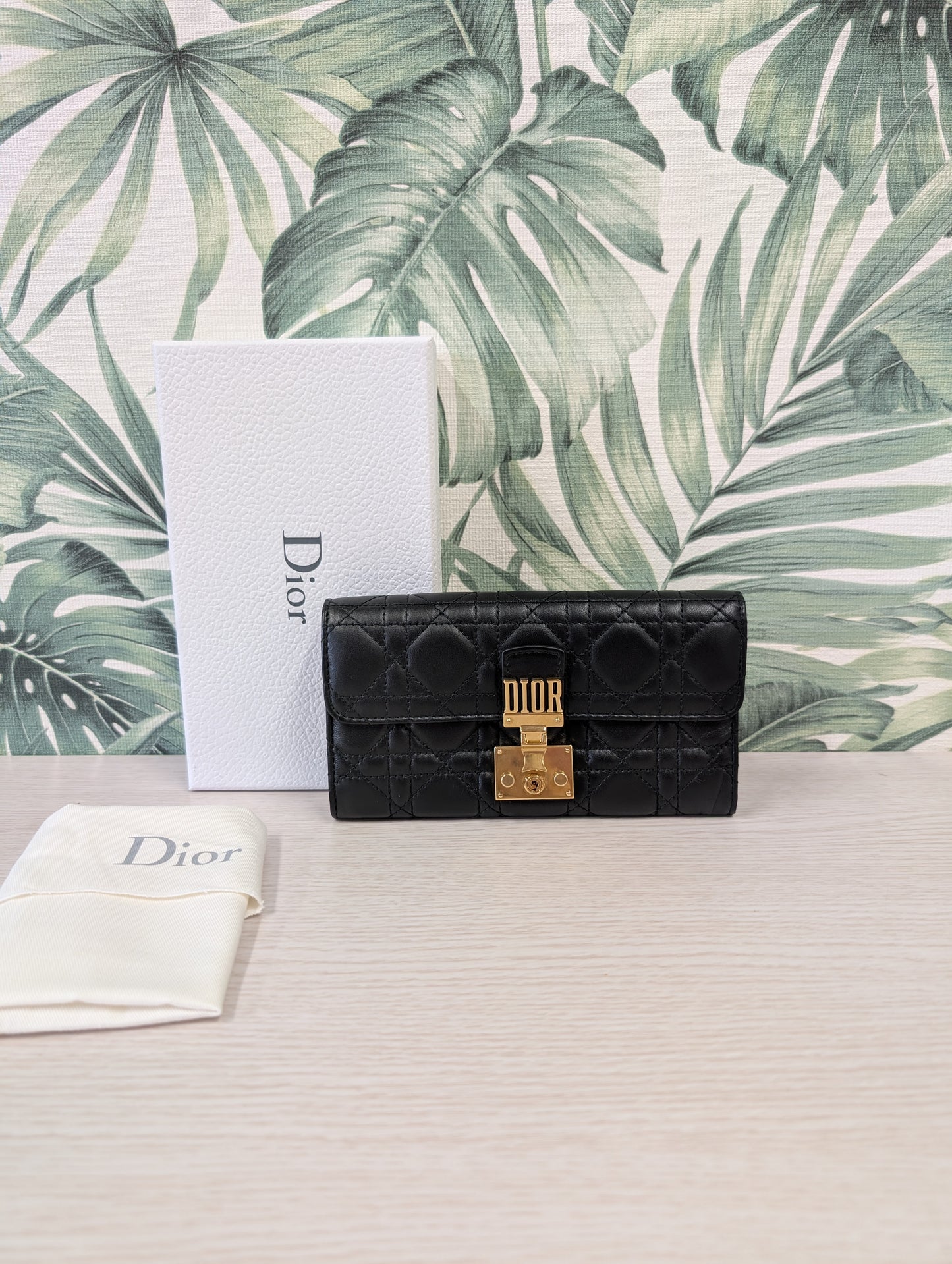 Cannage Quilted Lambskin Leather DiorAddict Continental Wallet