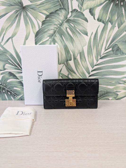 Cannage Quilted Lambskin Leather DiorAddict Continental Wallet
