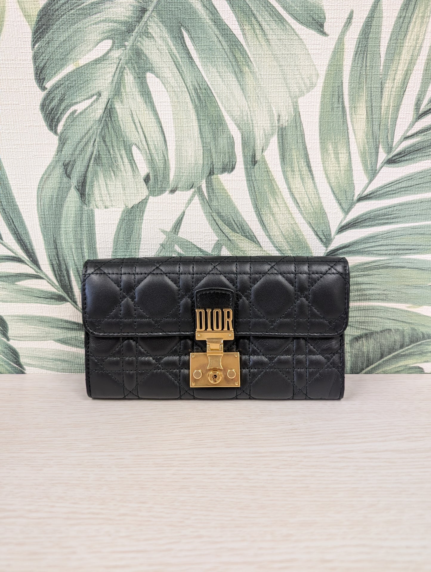 Cannage Quilted Lambskin Leather DiorAddict Continental Wallet