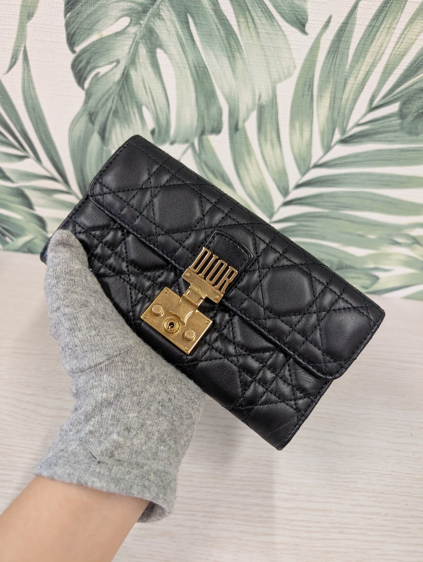 Cannage Quilted Lambskin Leather DiorAddict Continental Wallet