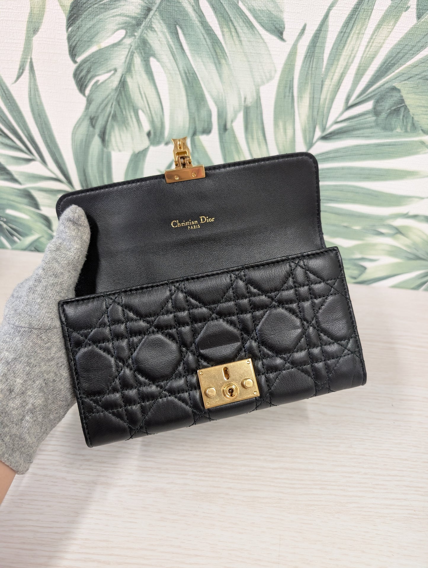 Cannage Quilted Lambskin Leather DiorAddict Continental Wallet