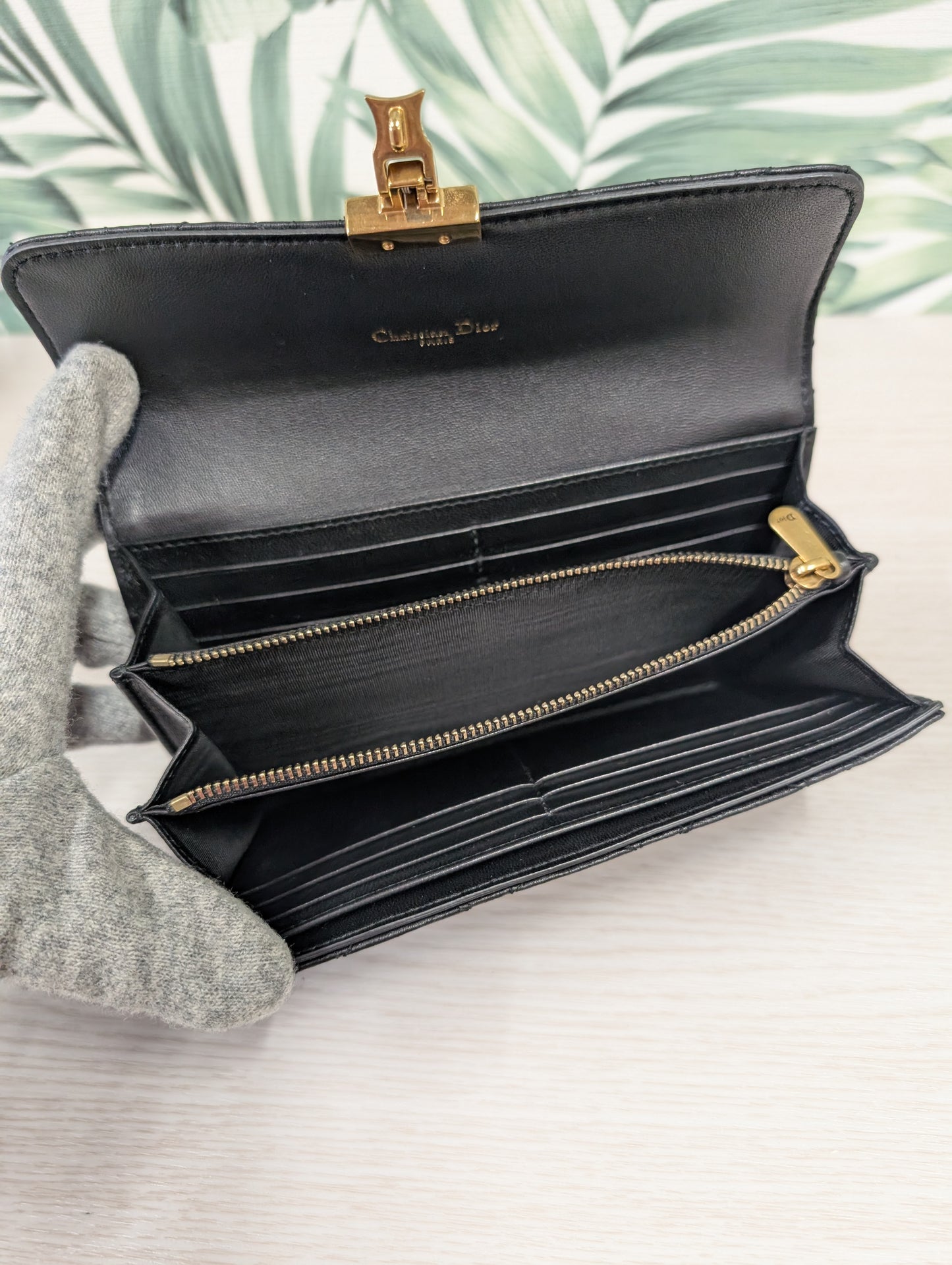 Cannage Quilted Lambskin Leather DiorAddict Continental Wallet