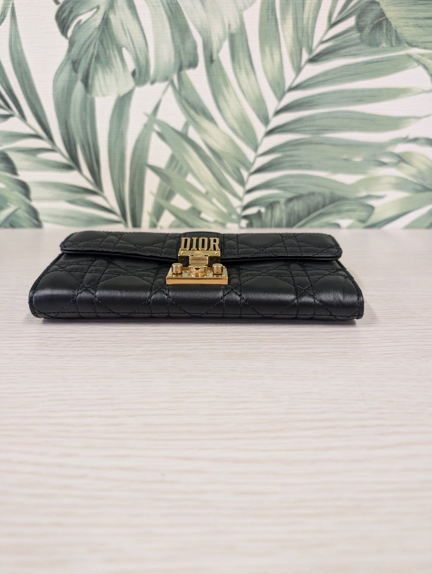 Cannage Quilted Lambskin Leather DiorAddict Continental Wallet