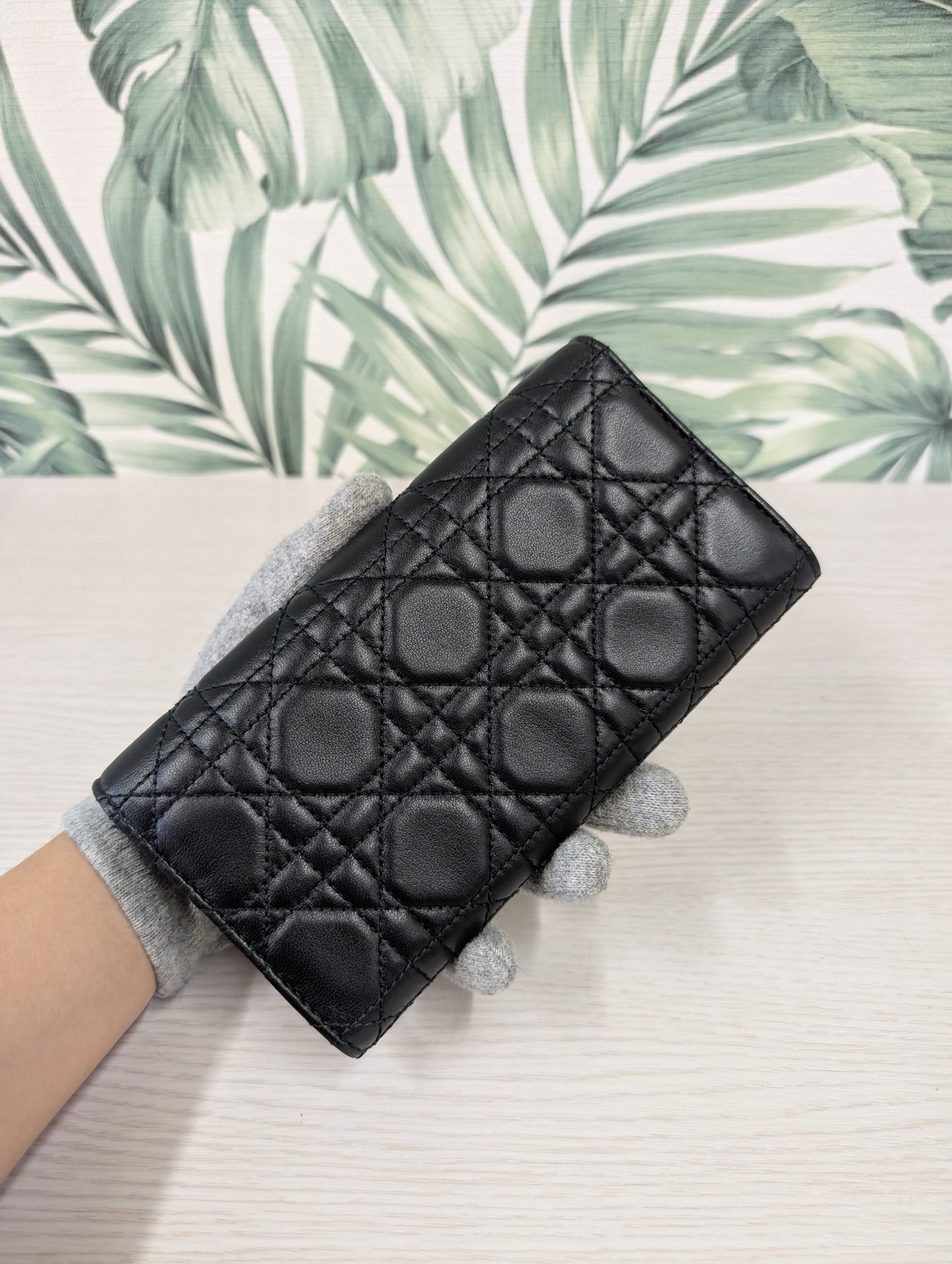 Cannage Quilted Lambskin Leather DiorAddict Continental Wallet