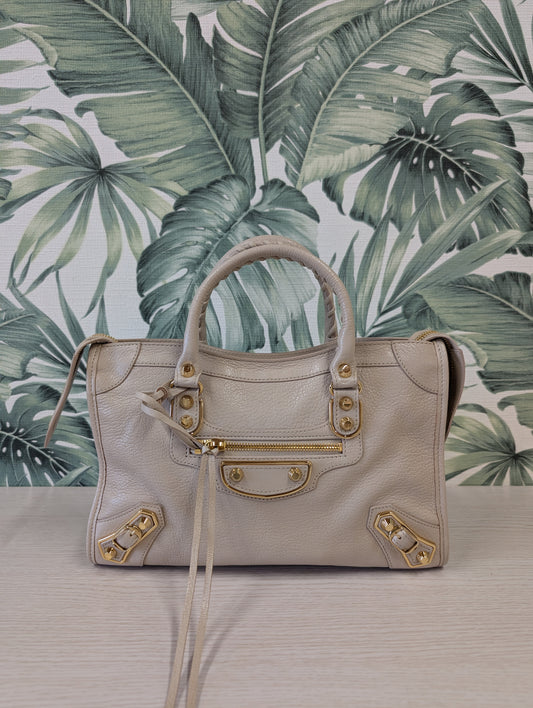 Chevre Gold Metallic Edge Hardware City Small