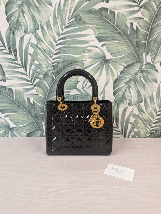 Vintage Lady Dior Enamel Medium