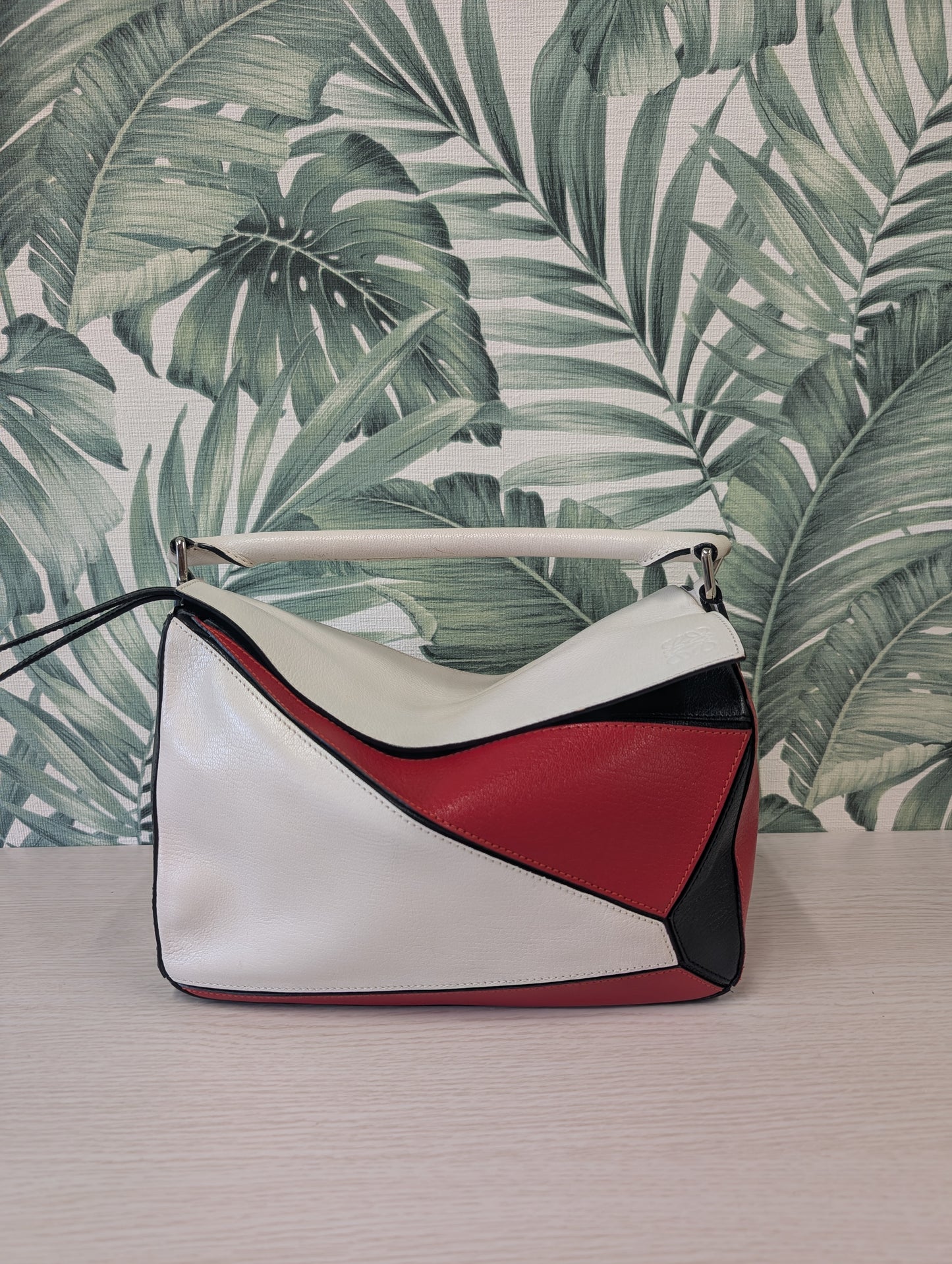 Puzzle Calfskin White Red Medium
