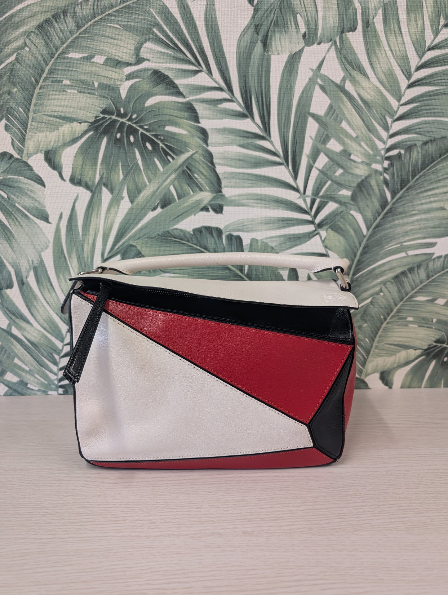 Puzzle Calfskin White Red Medium