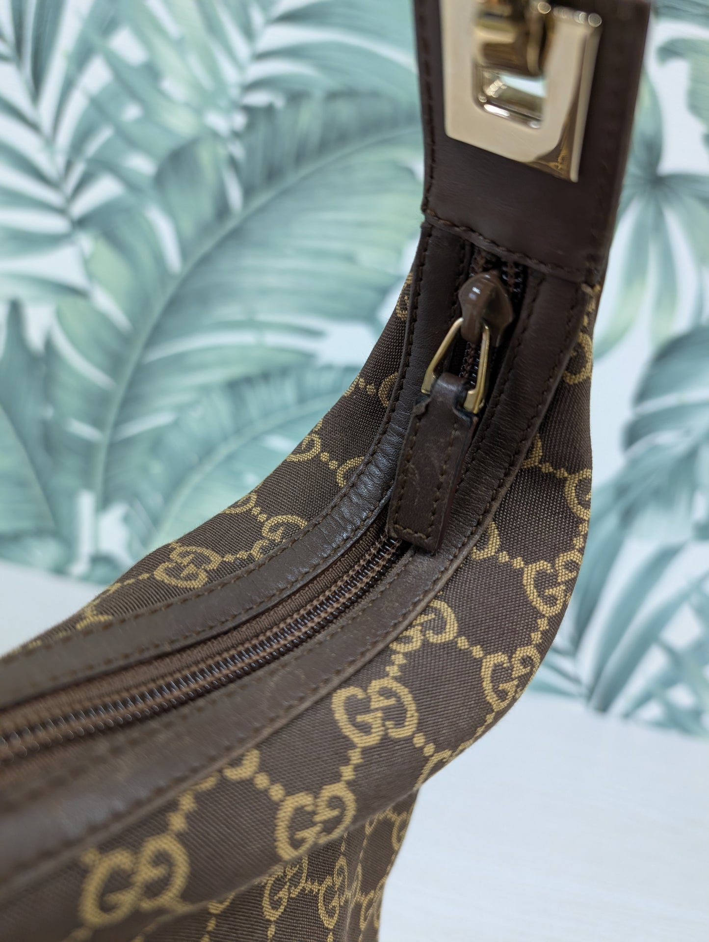 Vintage Hobo canvas and leather monogram