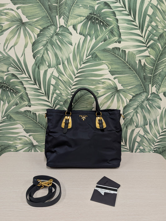 Tessuto Nylon And Soft Calf Leather Tote