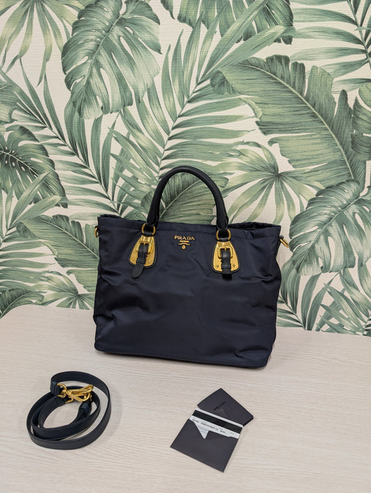 Tessuto Nylon And Soft Calf Leather Tote
