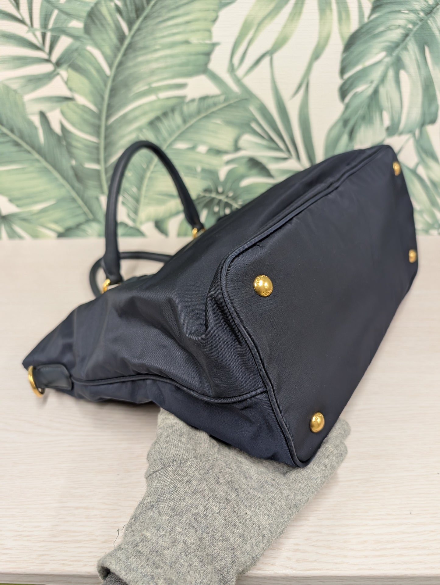 Tessuto Nylon And Soft Calf Leather Tote