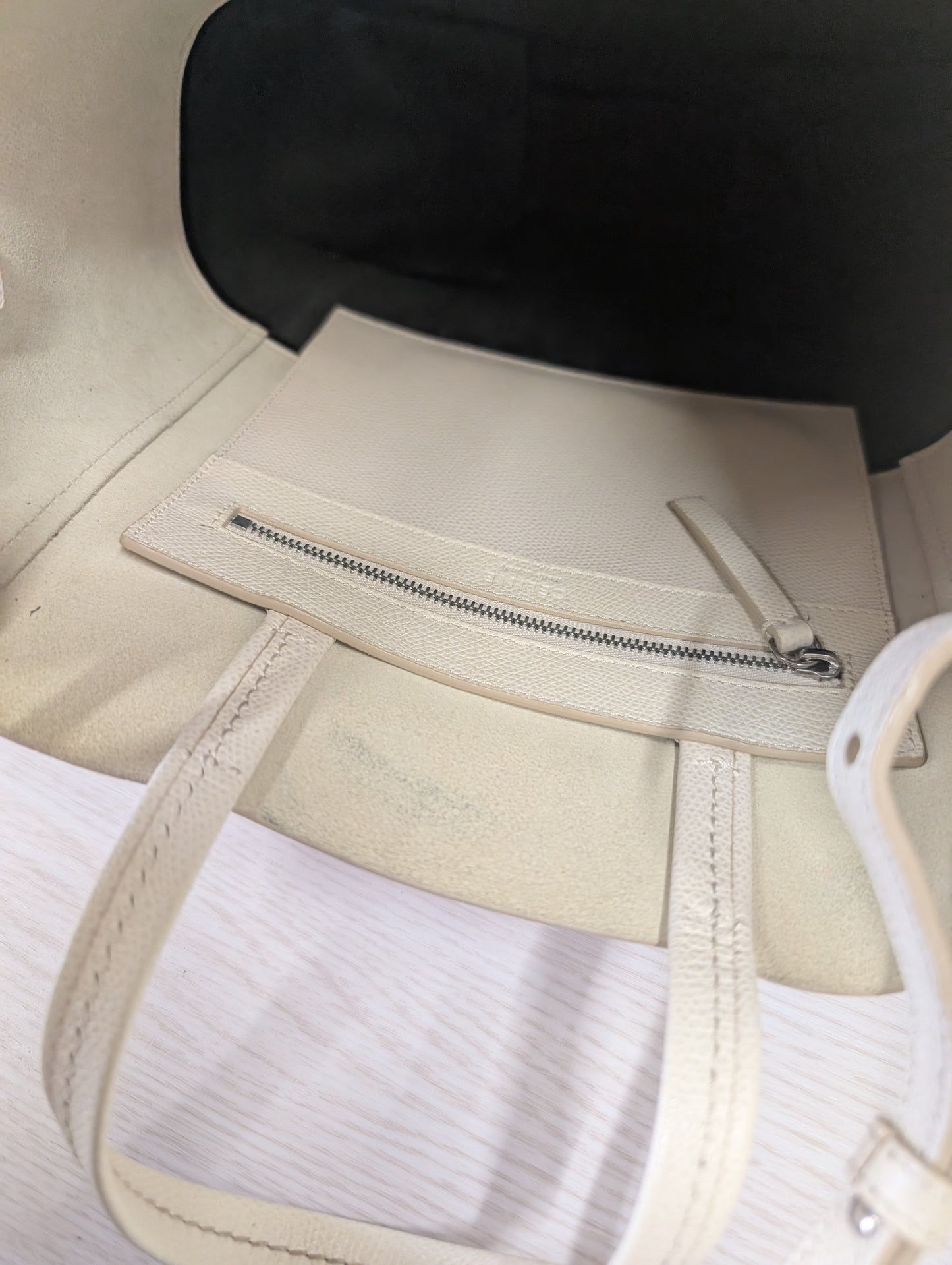 Bicolor Grained Calfskin Vertical Cabas Tote Satchel Small