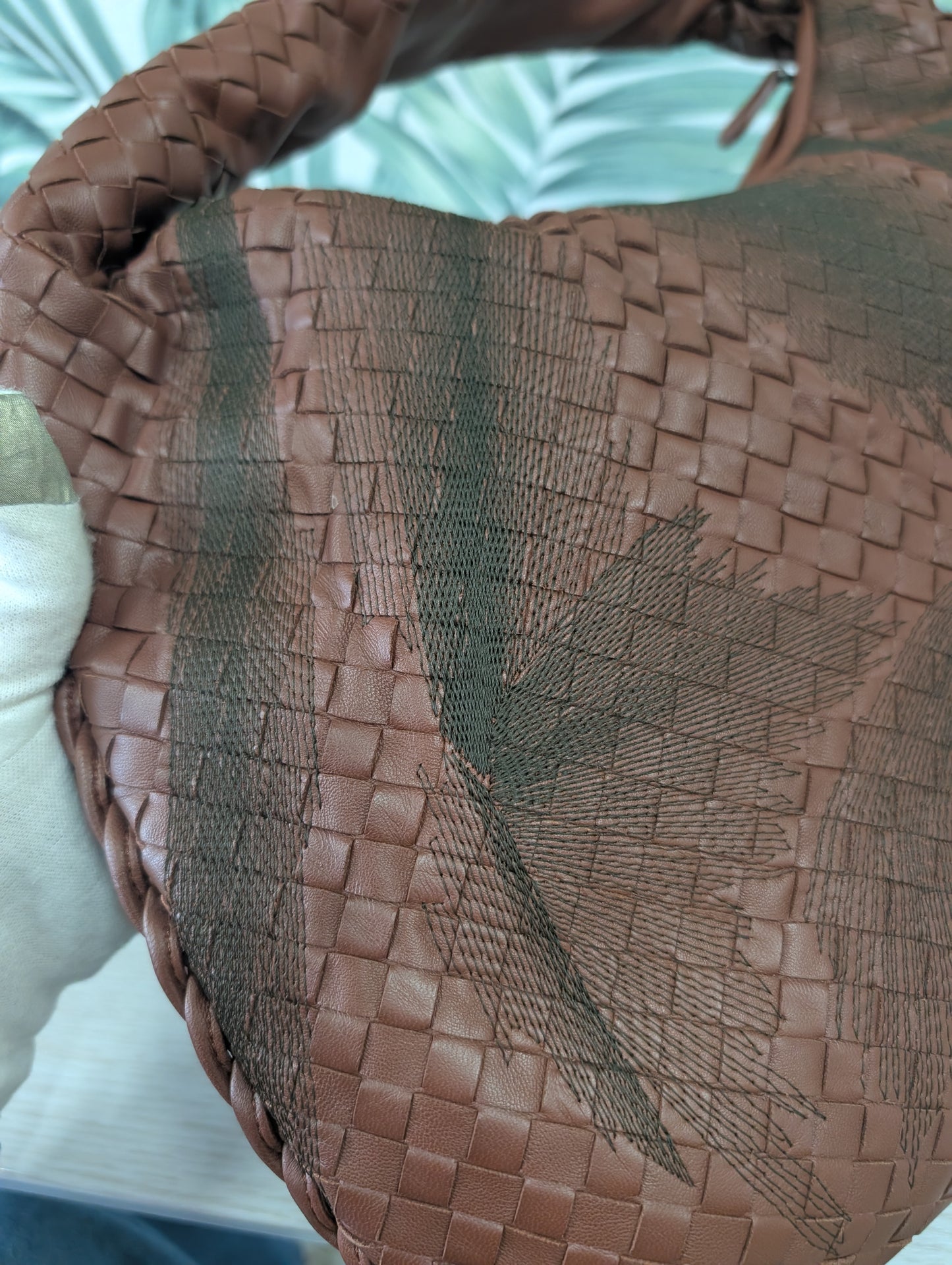 Intrecciato Woven Nappa Leather Embroidered