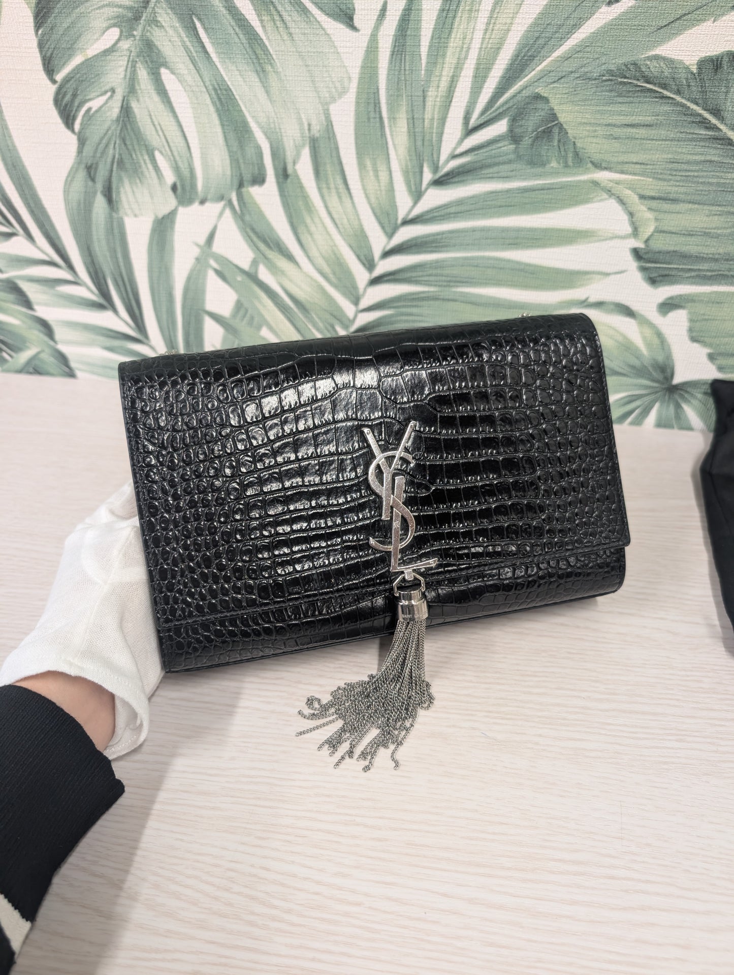 Kate Croc Embossed Tassel Medium