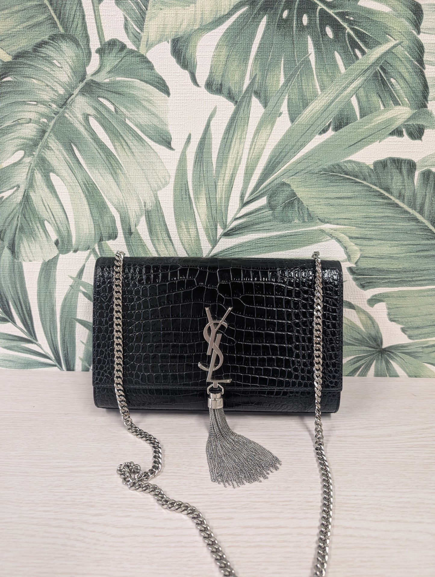 Kate Croc Embossed Tassel Medium
