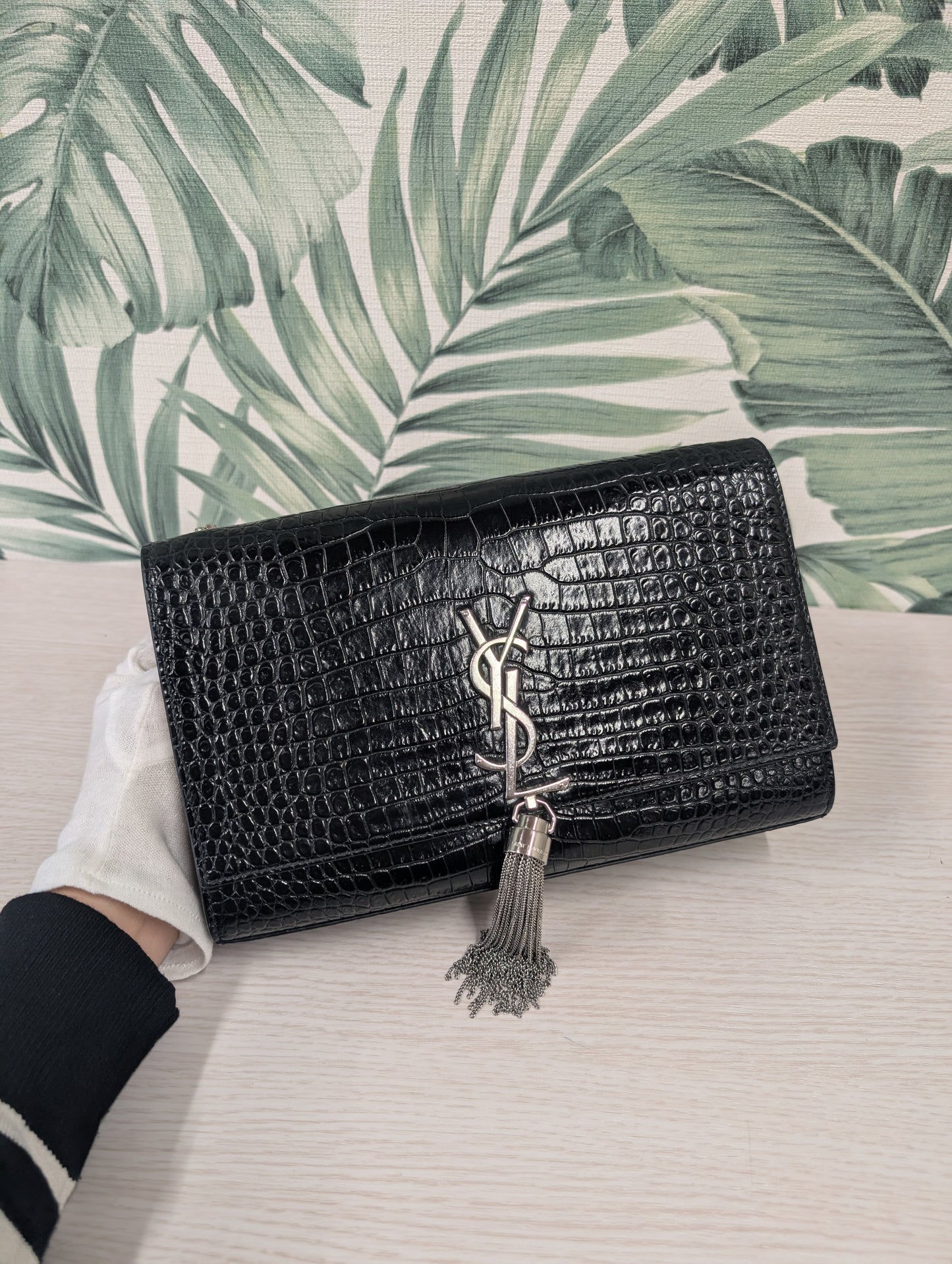 Kate Croc Embossed Tassel Medium