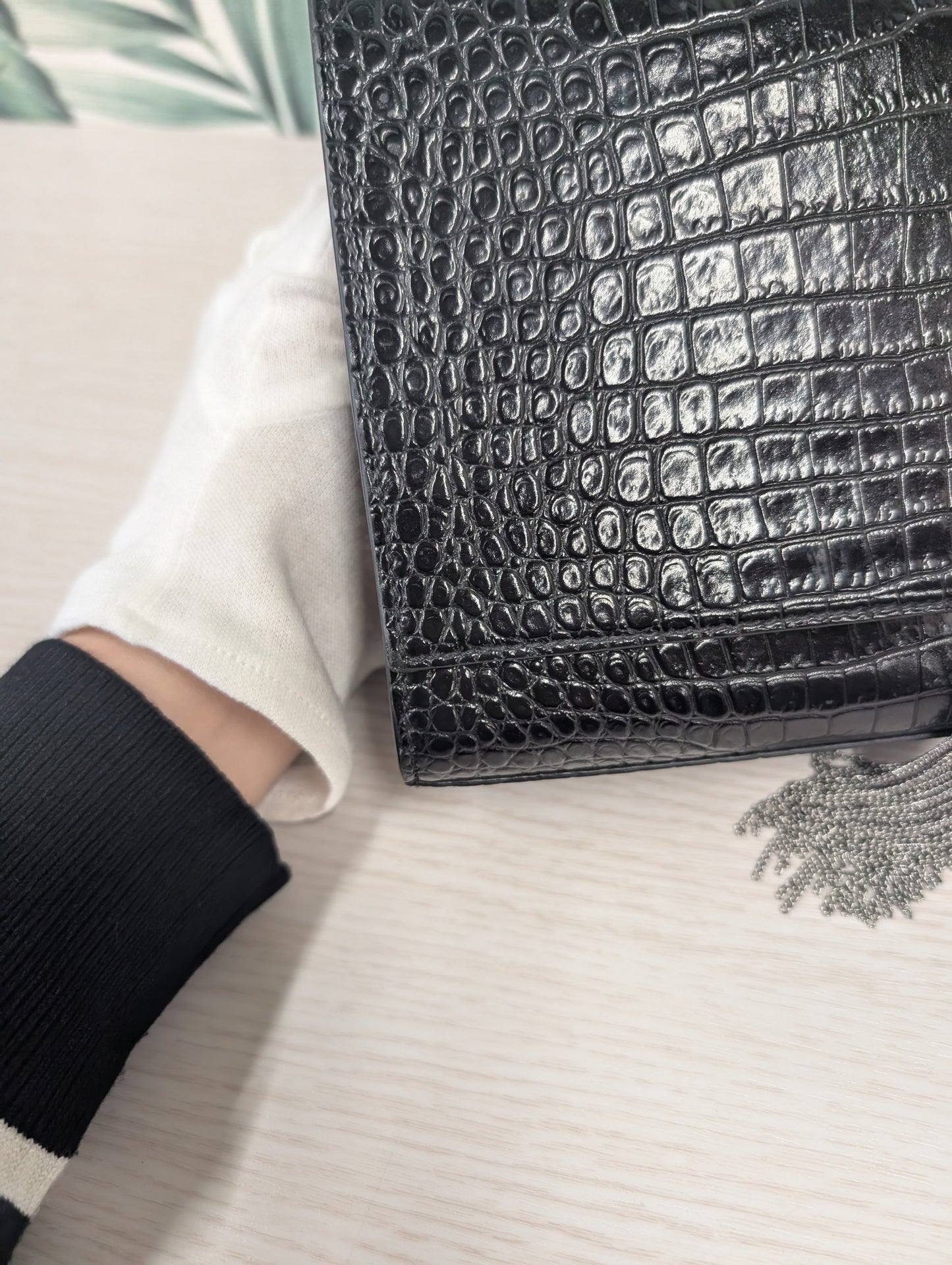 Kate Croc Embossed Tassel Medium