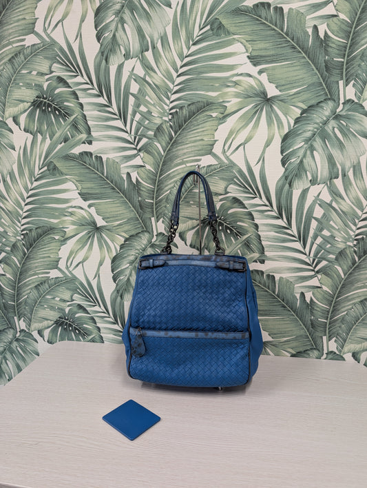 Veneta Belted Zip Chain Tote Intrecciato Nappa with Snakeskin