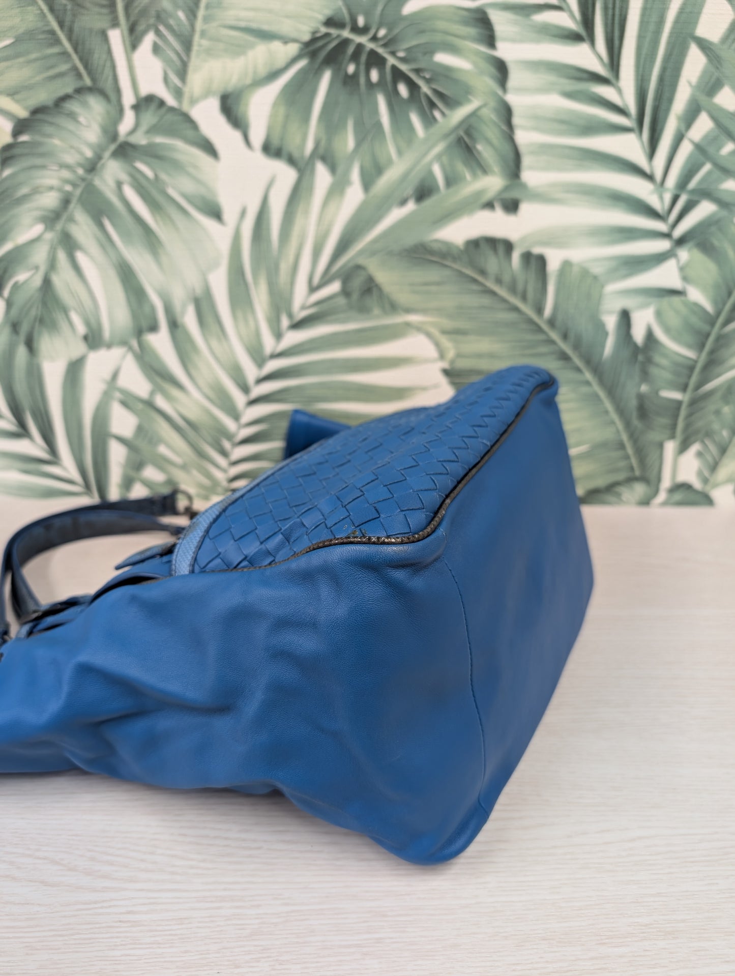 Veneta Belted Zip Chain Tote Intrecciato Nappa with Snakeskin