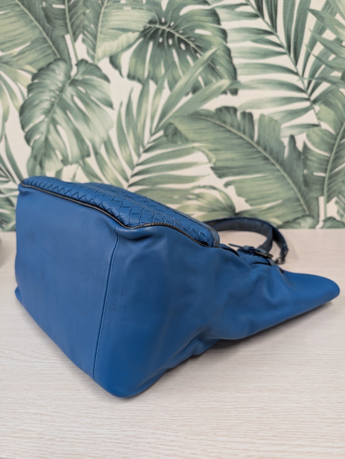 Veneta Belted Zip Chain Tote Intrecciato Nappa with Snakeskin