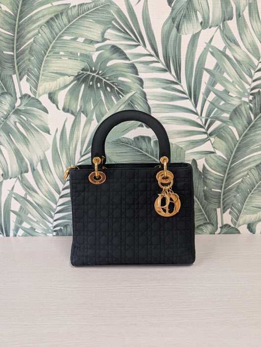 Vintage Lady Dior Quilted Nylon Medium