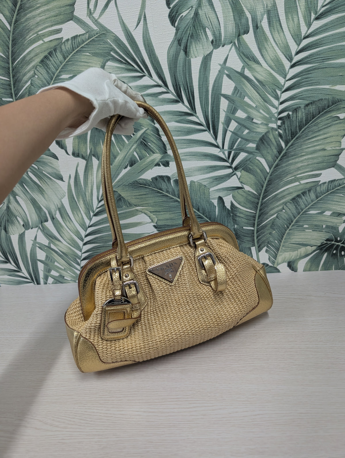 Woven Raffia in Gold