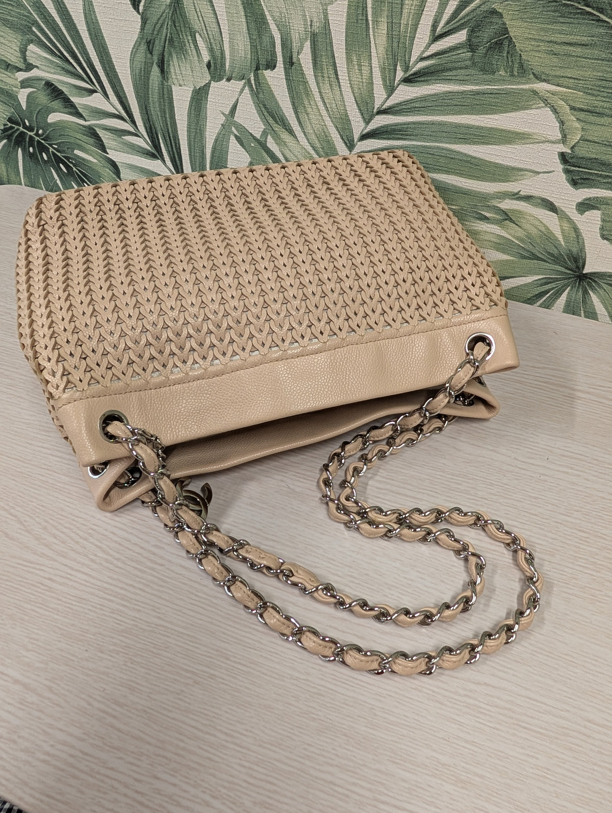 CC Charm Tote Woven Caviar Large
