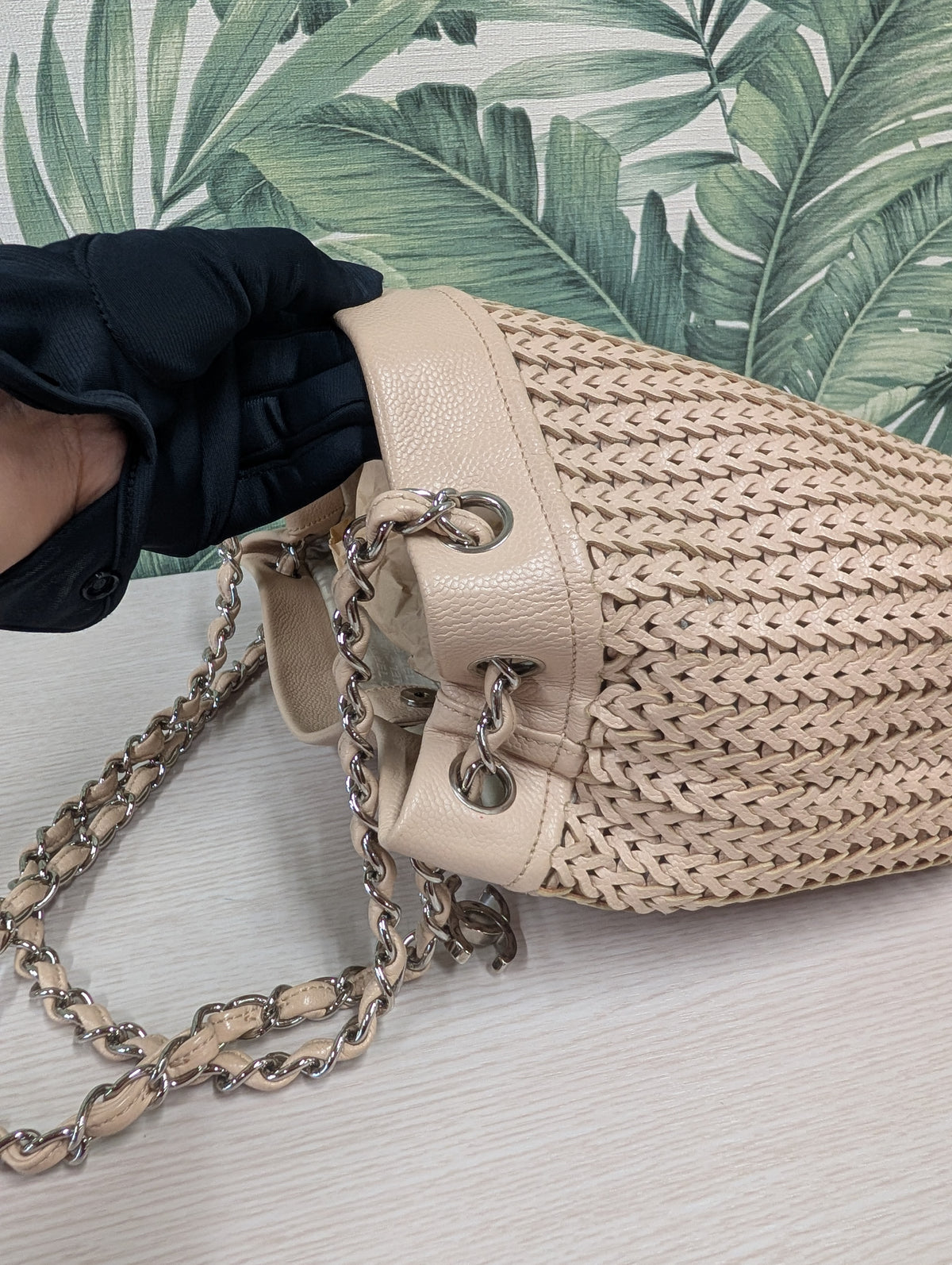 CC Charm Tote Woven Caviar Large