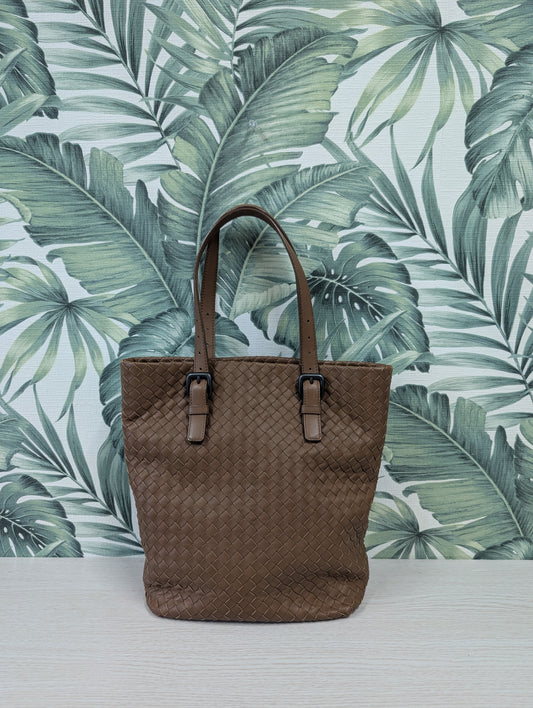Nappa Intrecciato Belted Tote Bag Small