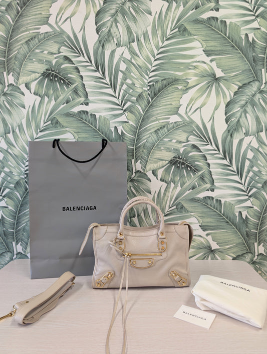 Chevre Gold Metallic Edge Hardware City Small